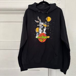 space jam black graphic pullover hoodie sweatshirt